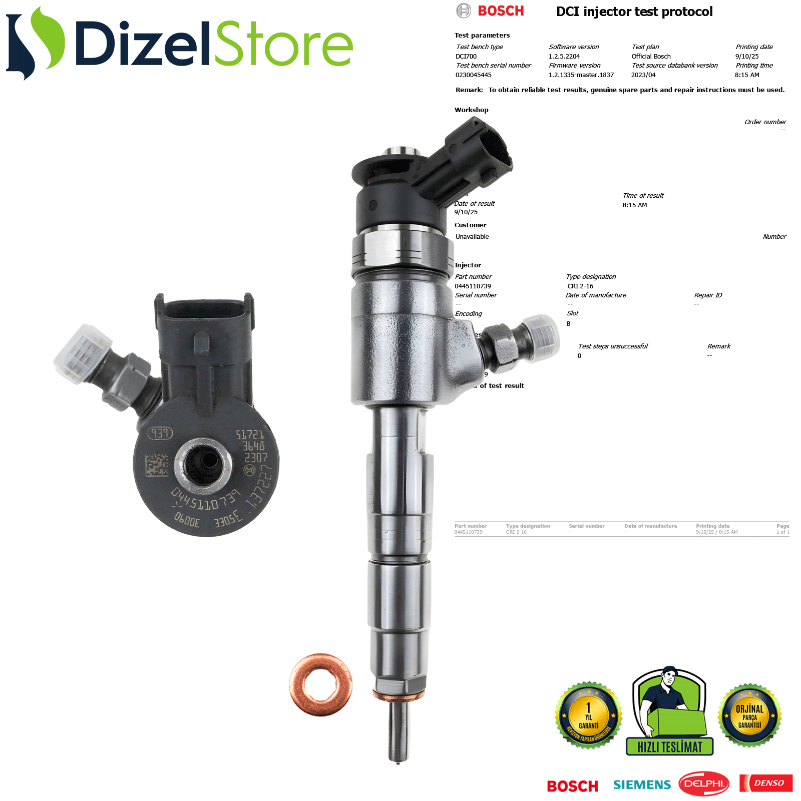 Citroen Berlingo Opel Fiat Peugeot Ford 1.6 HDi 0445110739 0986435203