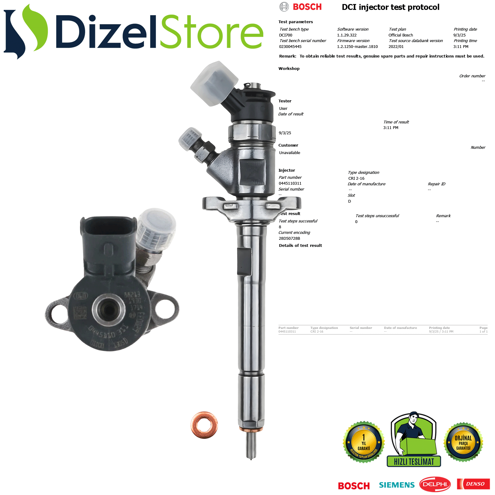 CİTROEN BERLİNGO 1.6 HDi 0445110311 0986435146