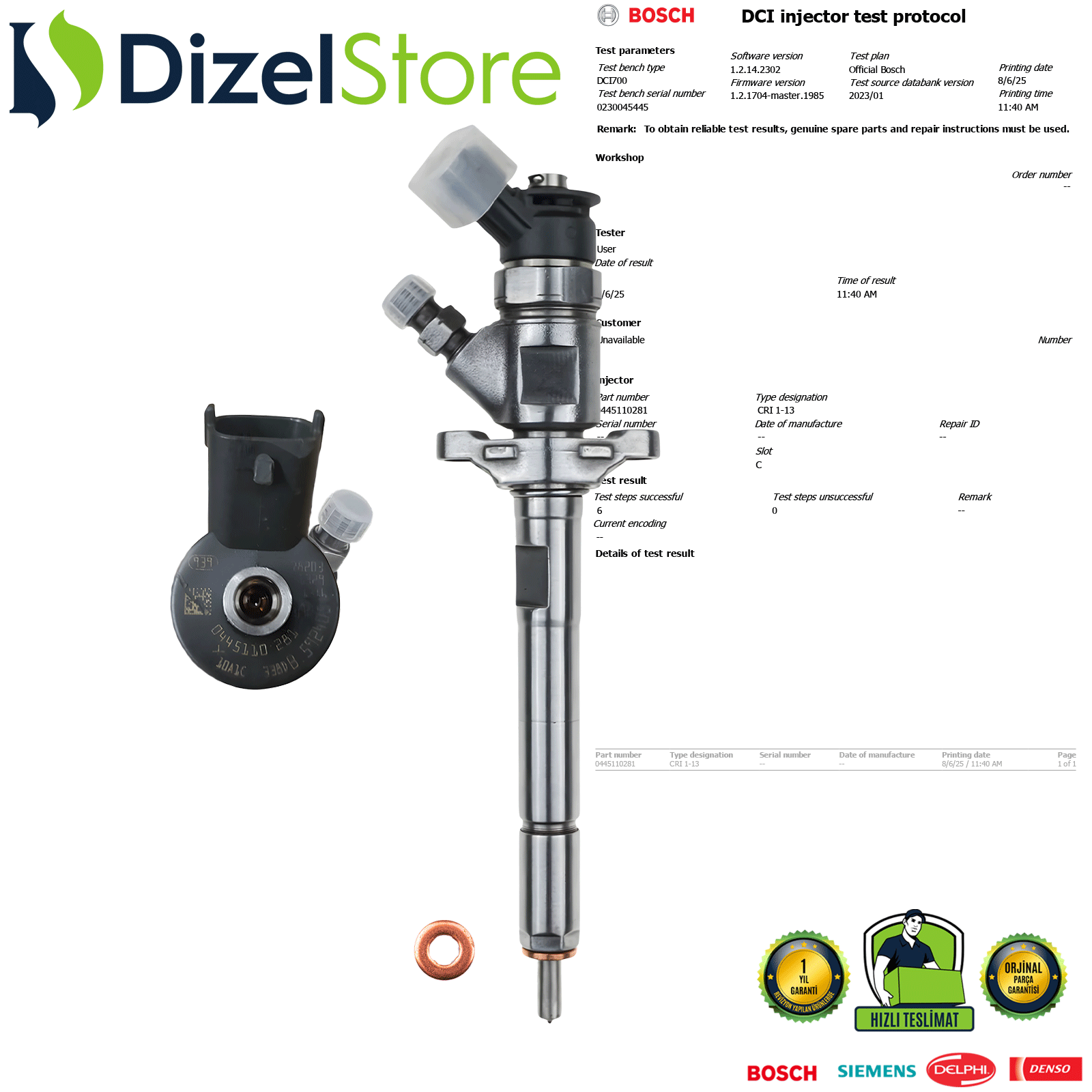 CITROËN BERLINGO 1.6 HDi 0445110281 1609850780 (0445110297)