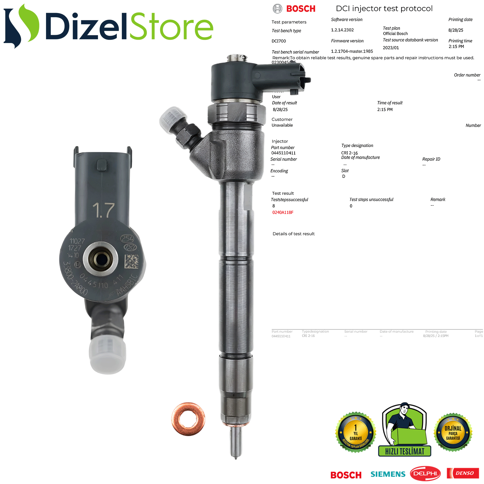 Hyundai Kia 1.7 CRDi 0445110411 33800-2A960