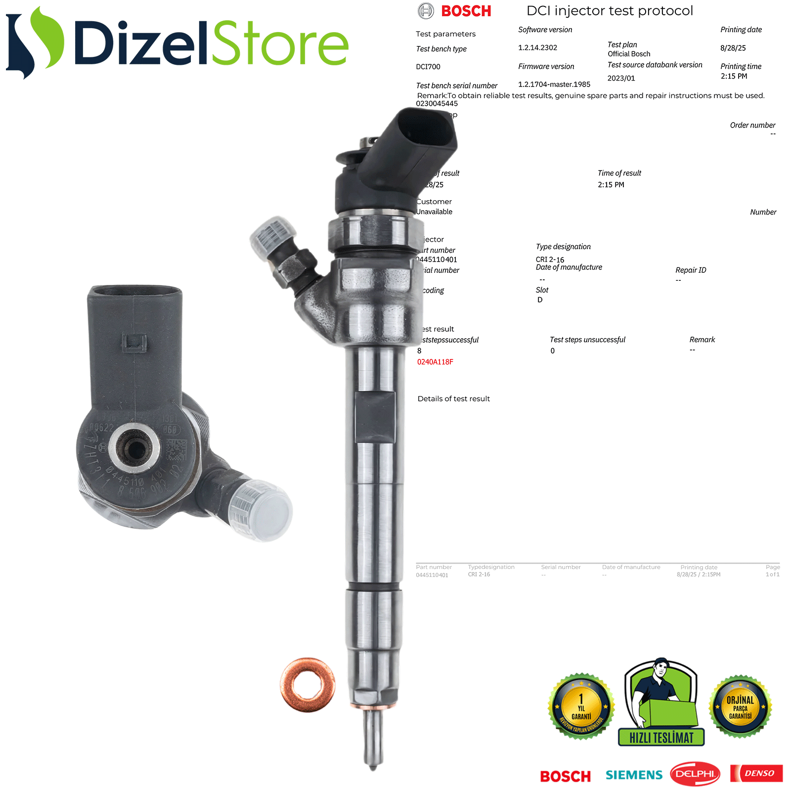 0445110401 MİNİ COOPER 1.6 R55 R56 R57 R60 R61 ENJEKTÖR 0445110600