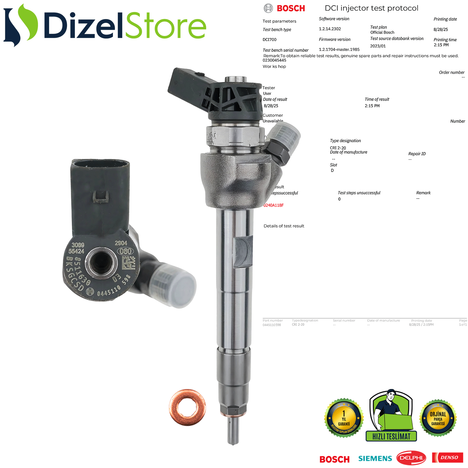 BMW 1-2 X1 1.5 Bosch Enjektör 0445110598 13538511630