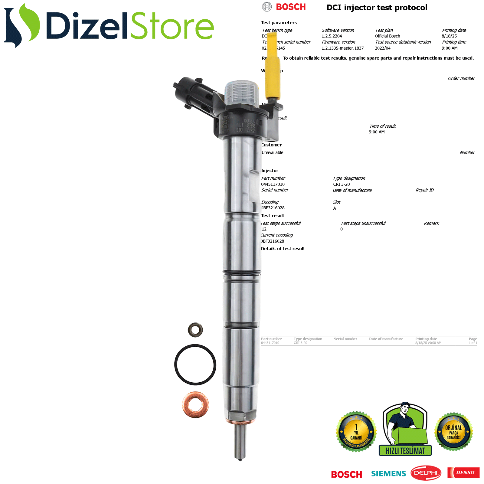 CHEVROLET GMC 6.6L BOSCH 0445117010 19256590