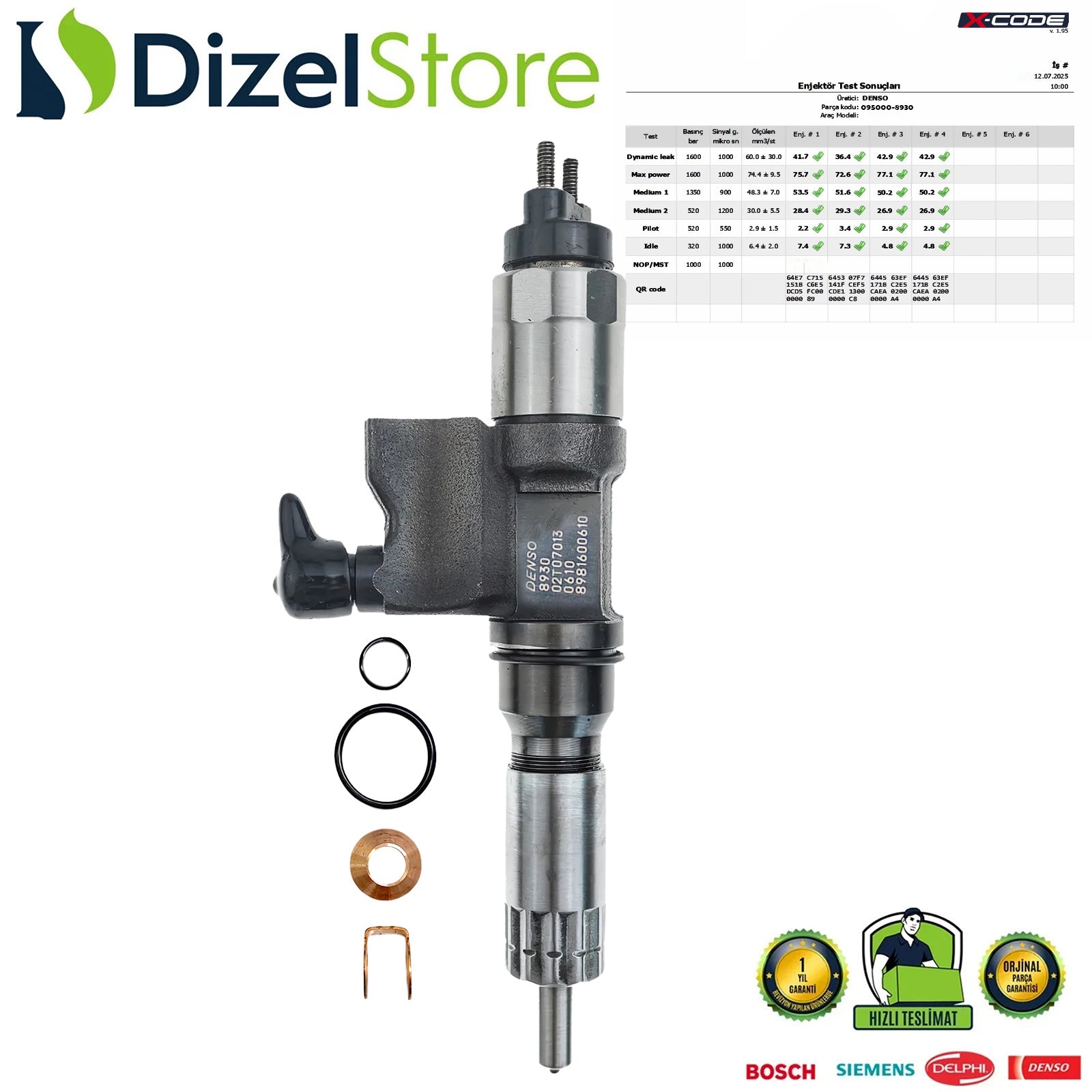 095000-8930 4HK1 5.2L MOTOR EURO 4 EURO 5 ISUZU DENSO ENJEKTÖR