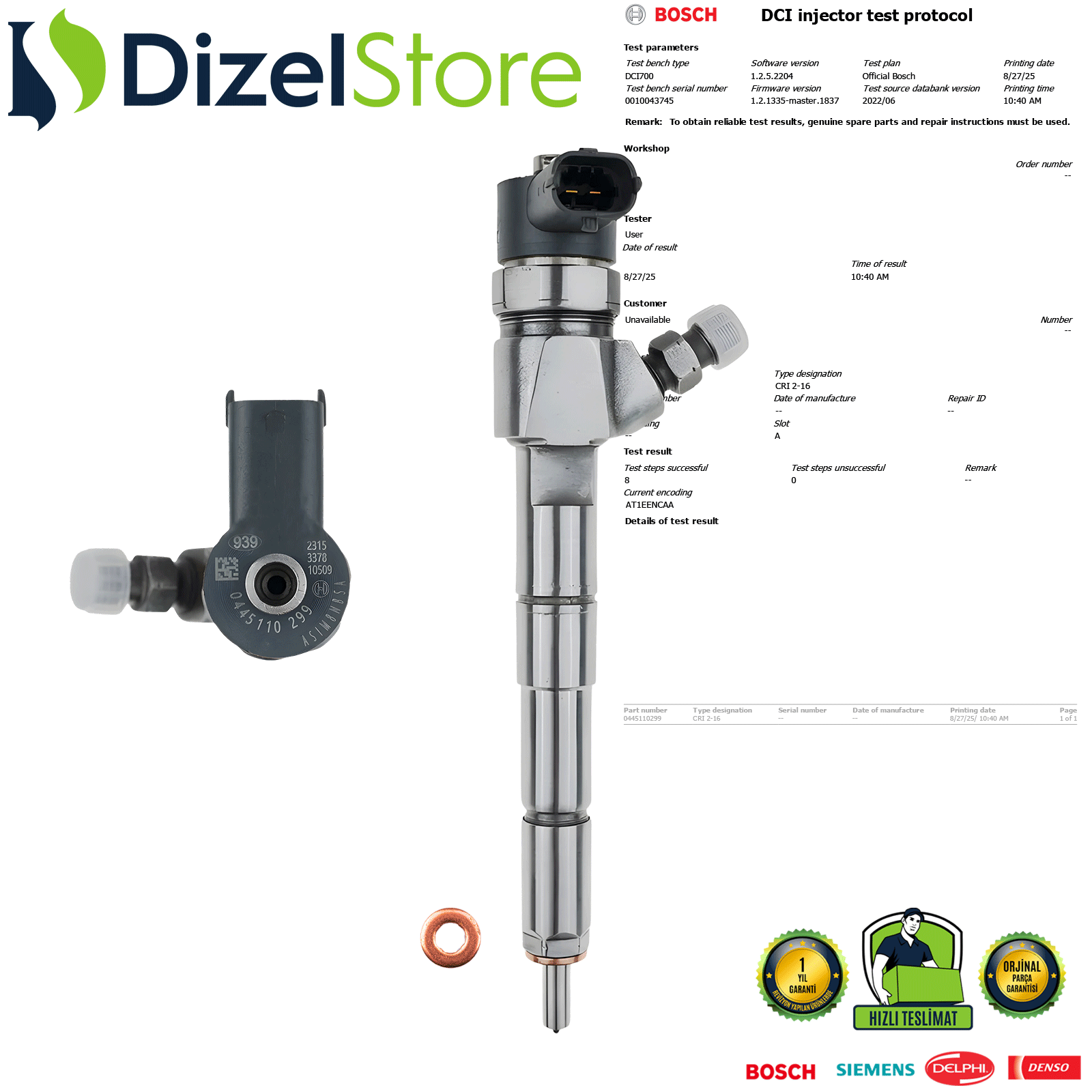 FIAT LANCIA ALFA ROMEO ENJEKTÖR. FIAT DOBLO CARGO FIAT BRAVO FIAT SEDICI 2.0 JTD 0445110299 55209382