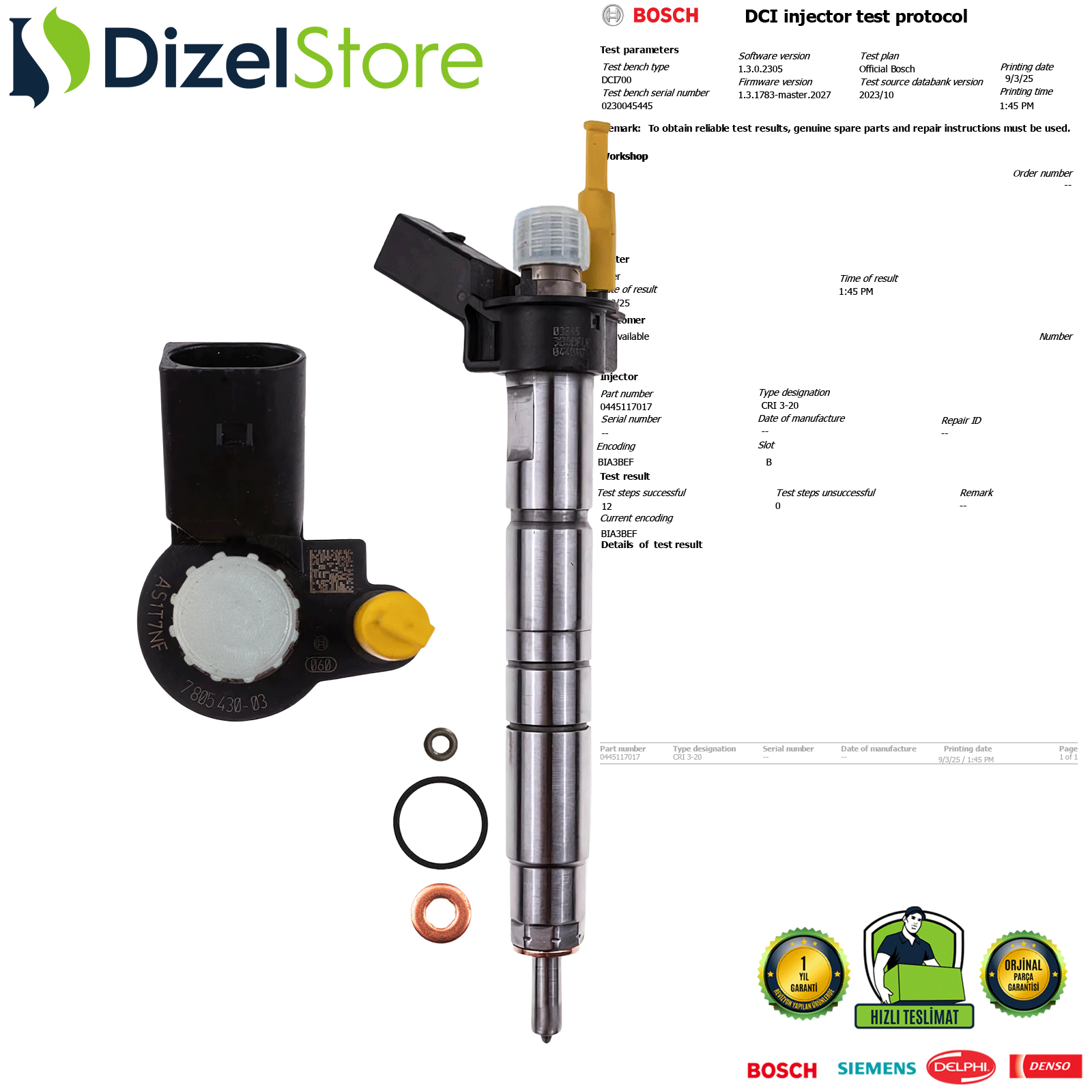 BMW 123d 535d 740d BOSCH PİEZO 0445117017 13537805430