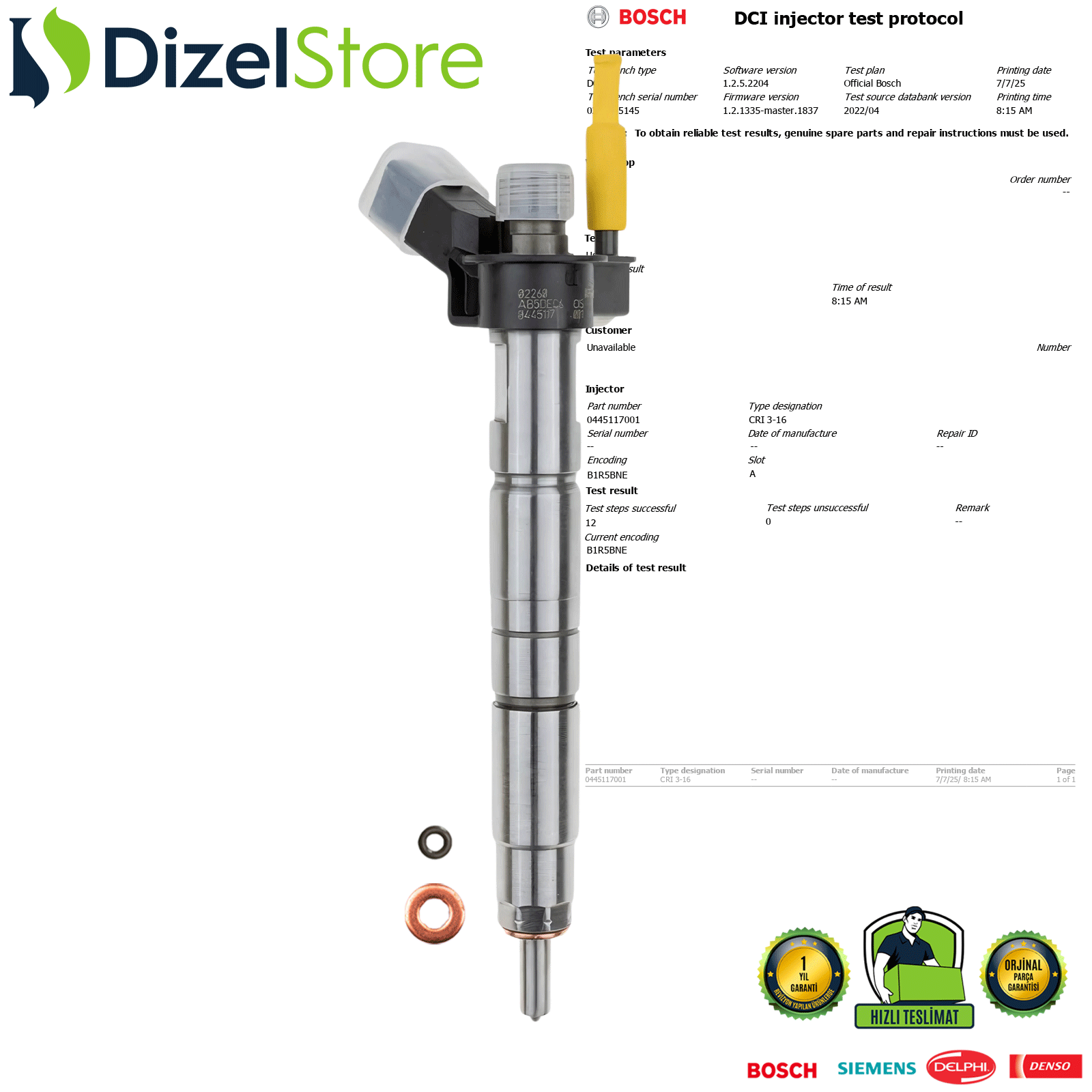 BMW X6 3.0 DİZEL 0445117001 13537805430