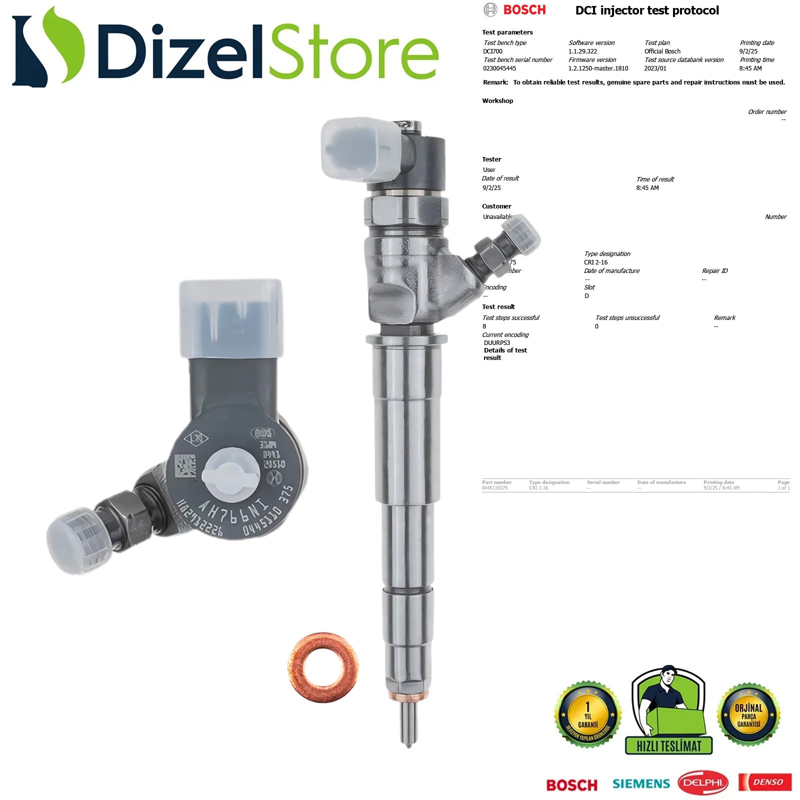 RENAULT MASTER 3 TRAFIC 2 2.0 CDTI DCI 0445110375 0986435205