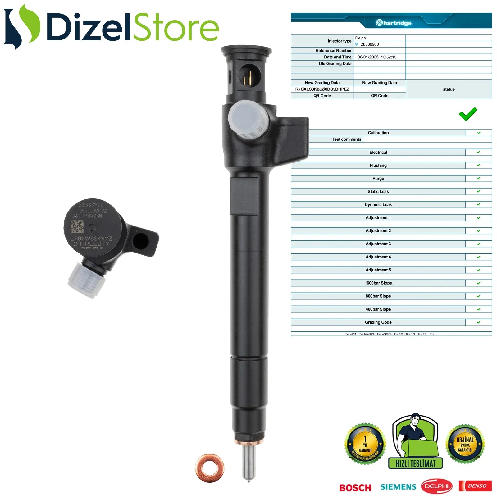 28388960 Delphi Enjektör Peugeot DS Citroen Jumper C5 2.0 HDi 9674984080 - Dizel Store