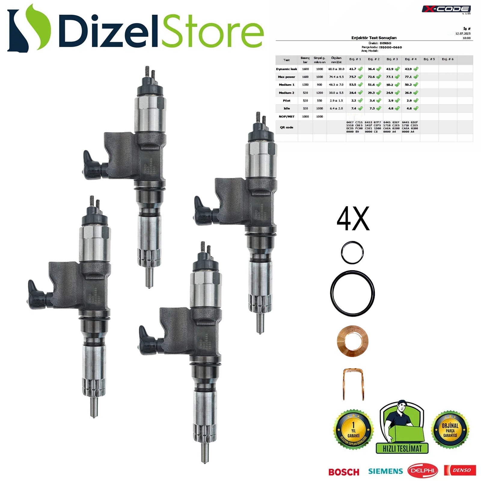 4X 195000-0660 ISUZU SUMITOMO/HITACHI/HIDROMEK/JCB/NEW HOLLAND 6HK1 7.8 L MOTOR DENSO 98151837