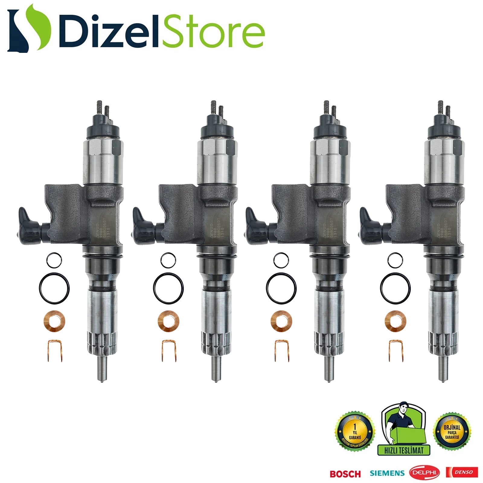 4X 095000-9980 ISUZU 4H1K 5.2L MOTOR YENİ DENSO ENJEKTÖR 8982631310