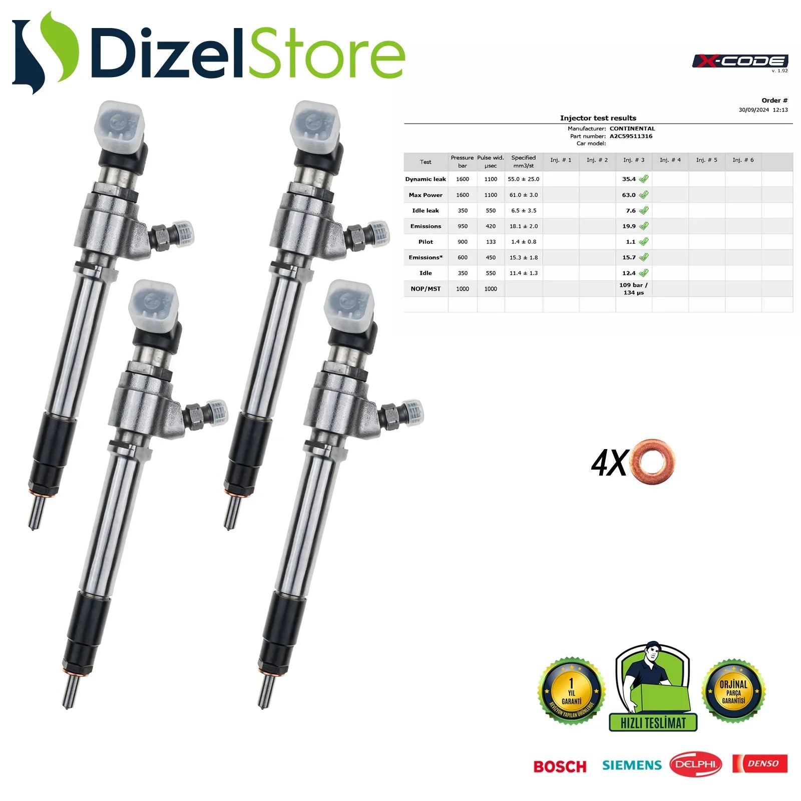 4X 5U3Q9K546AA Siemens Enjektör Citroen C5 2.7 HDi Jaguar S-Type Peugeot 407 2.7 HDi 9648917080 - Dizel Store