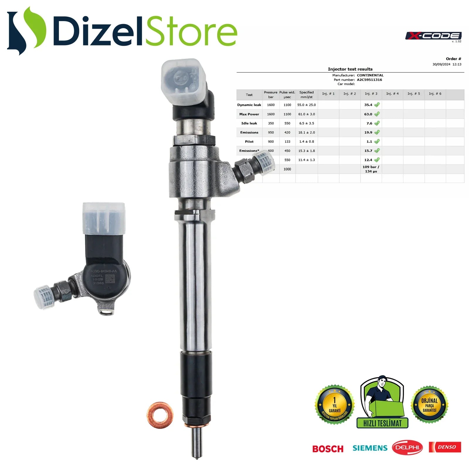 5U3Q9K546AA Siemens Enjektör Citroen C5 2.7 HDi Jaguar S-Type Peugeot 407 2.7 HDi 9648917080 - Dizel Store