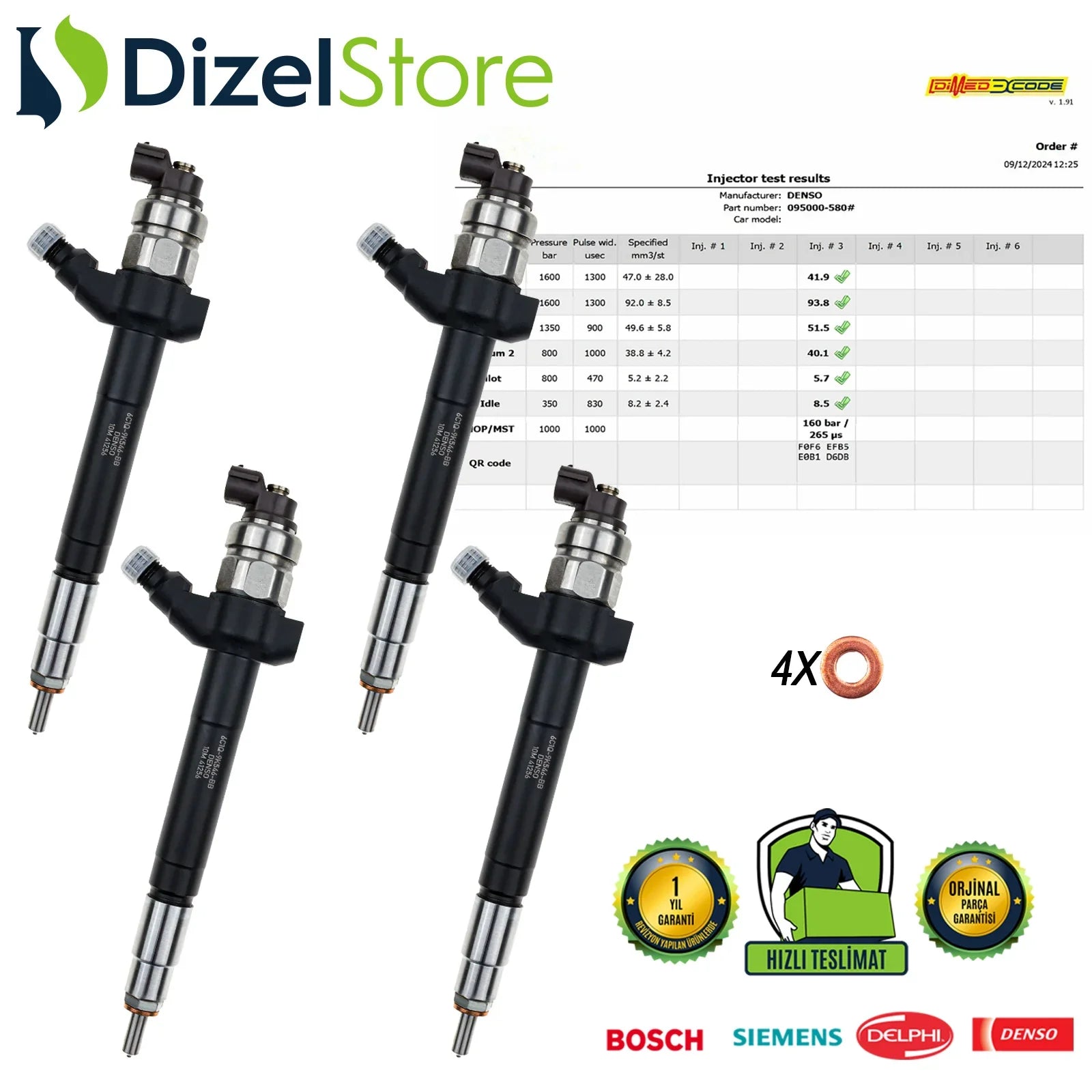 4X 6C1Q-9K546-BB Denso Enjektör Ford Transit Land Rover Defender 2.4 - Dizel Store