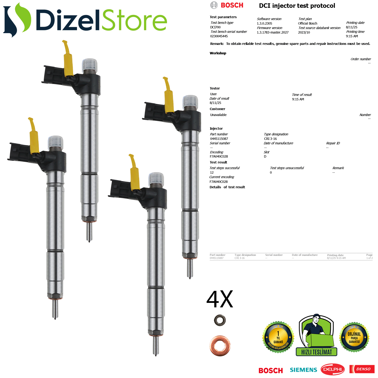 4X CITROËN FORD PEUGEOT JAGUAR 2.2 HDi | Bosch 0445115087 0986435434
