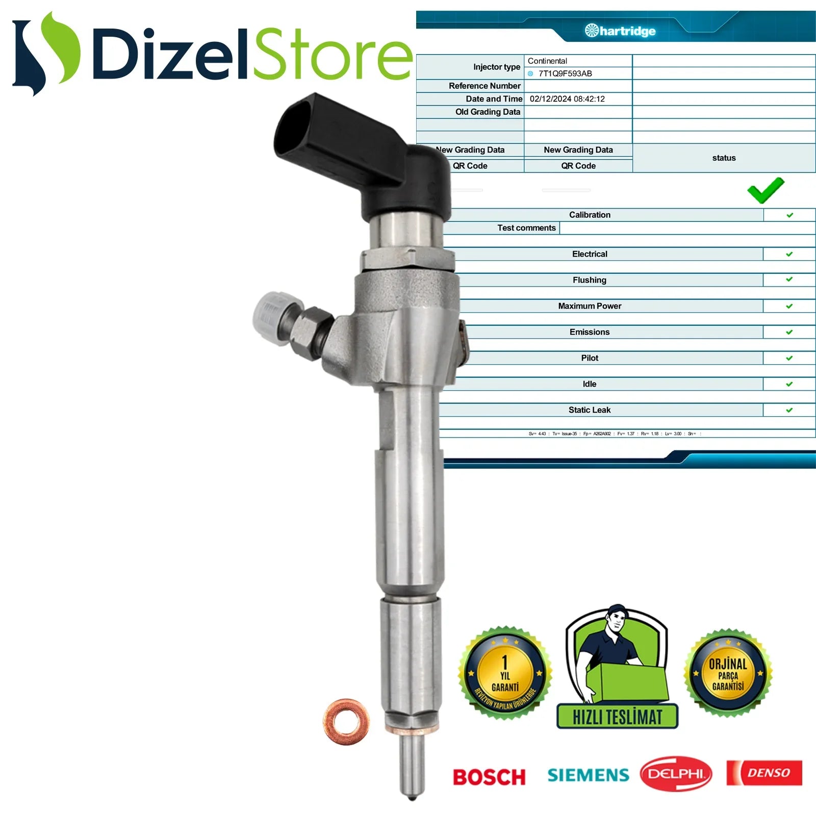 7T1Q9F593AB Siemens Enjektör Ford Tourneo Connect 1.8 TDCi A2C59511611 - Dizel Store