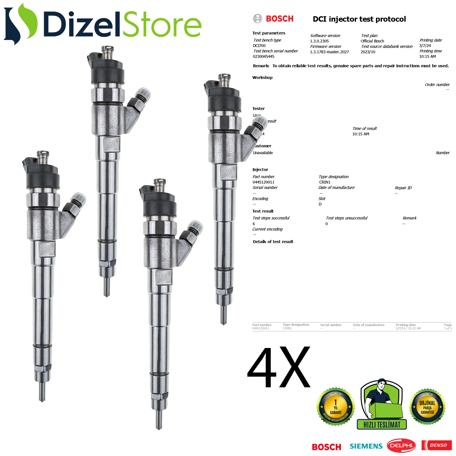 4X FIAT DUCATO 11/15/18 2.3JTD F1AE0481C/IVECO DAILY 29/35L10 2.3JTD 2002-2006 0445120011 500371101