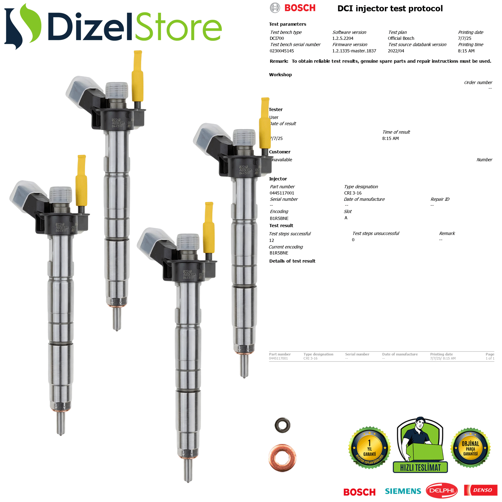 4X BMW X6 3.0 DİZEL 0445117001 13537805430