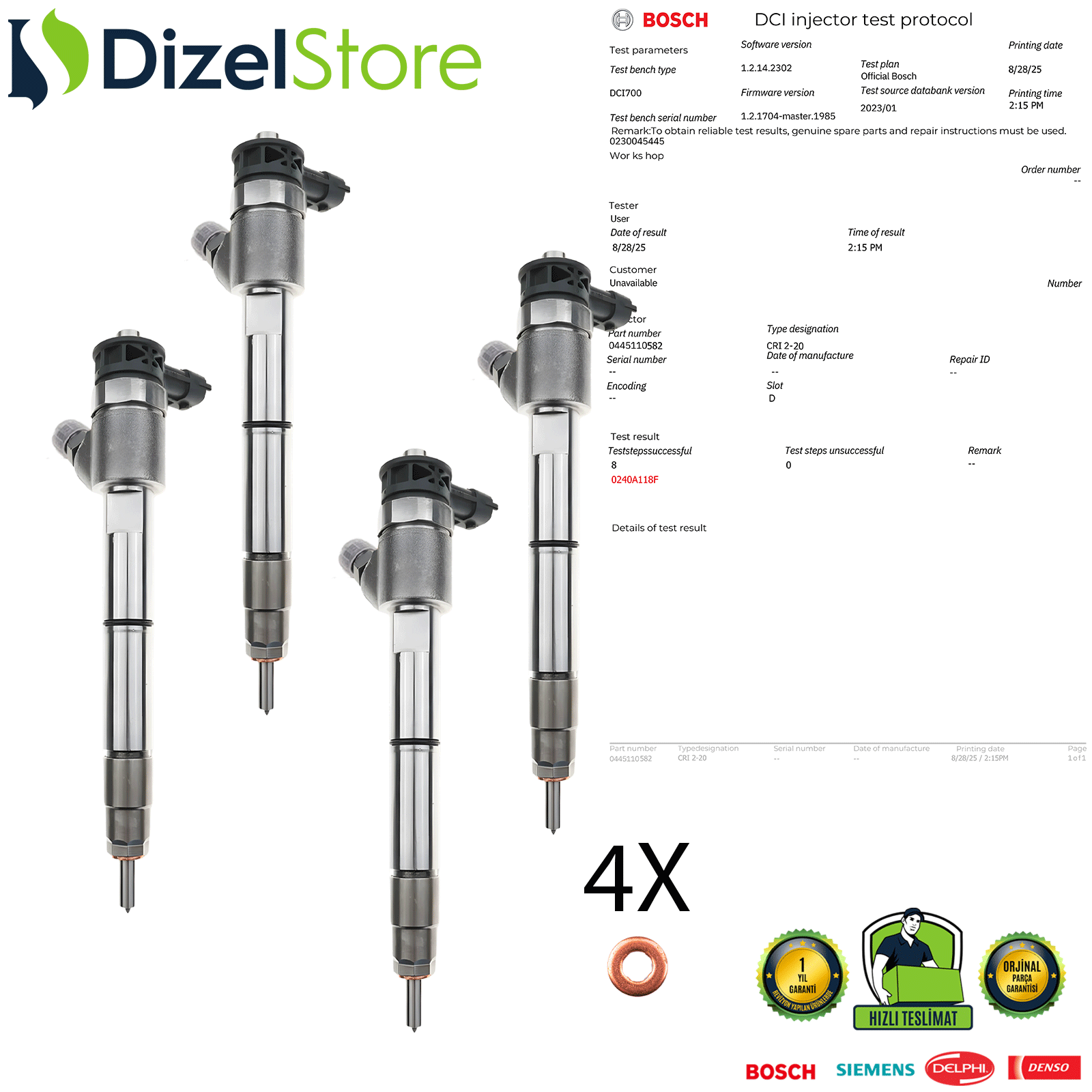 4X 0445110582 Kia Hyundai Tucson 2.0 CRDi 338002F600