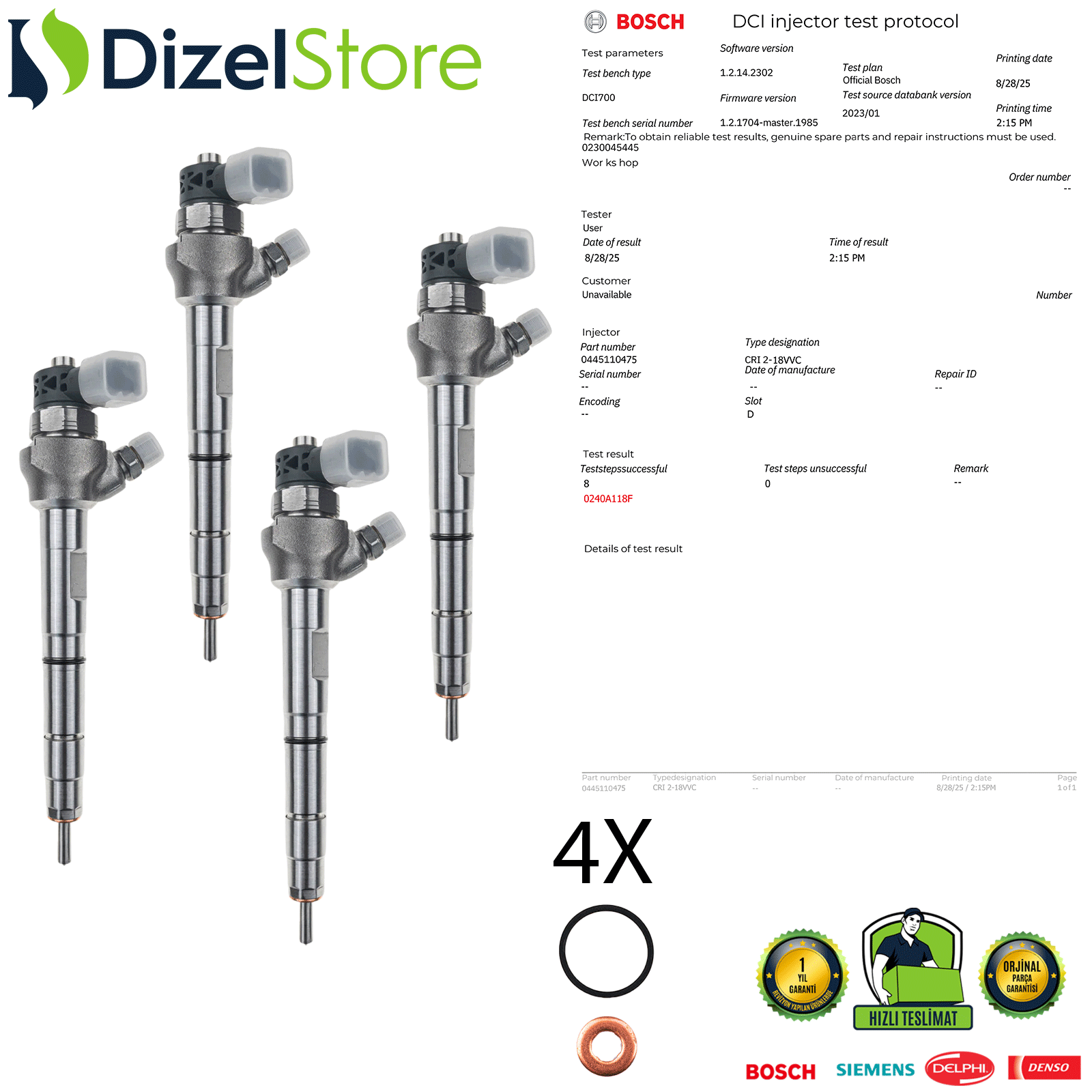 4X AUDİ A3 2.0 TDI 0445110475 04L130277E