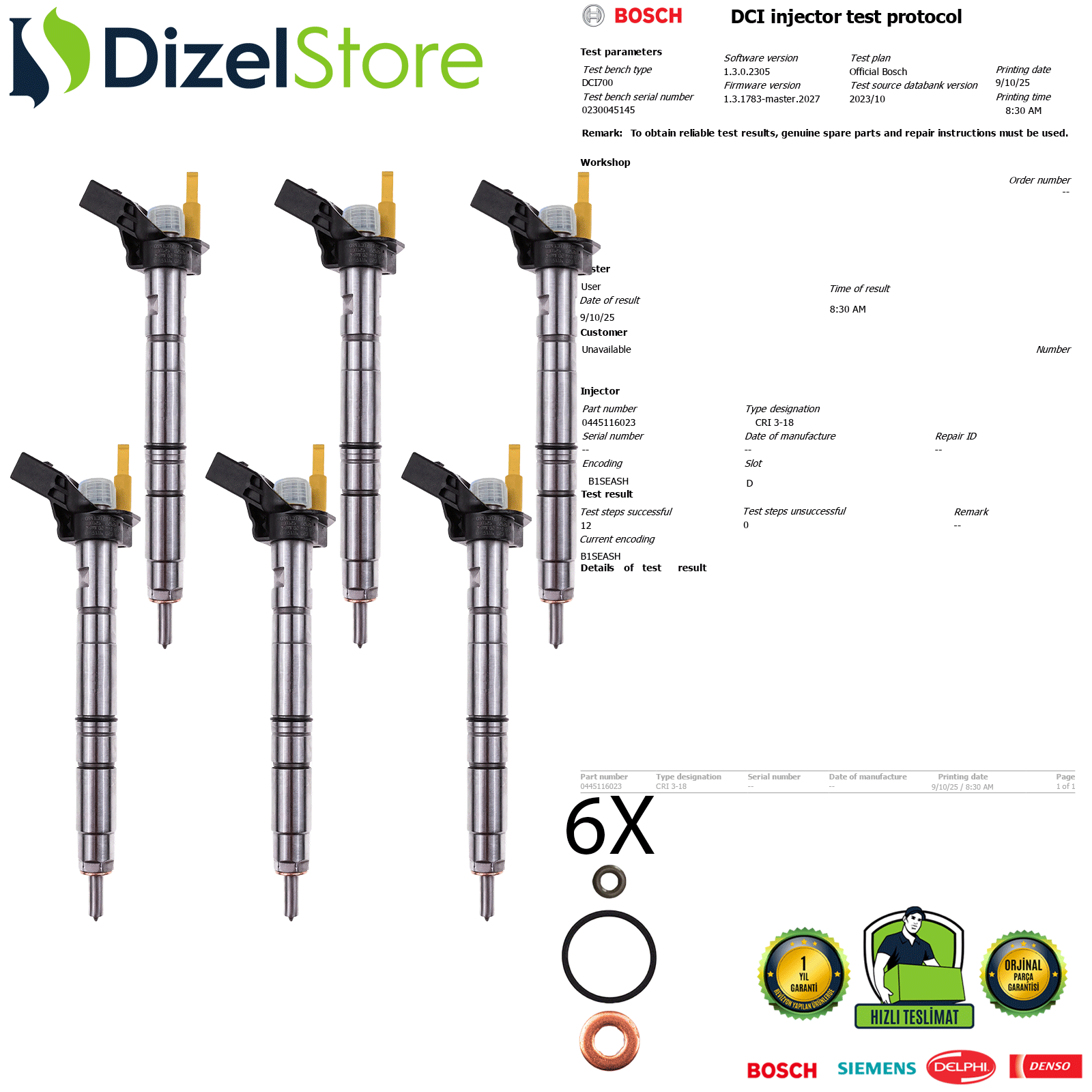 4X AUDI Q7 A4 A6 2.7/3.0 TDI DİZEL 0445116023 059130277AR