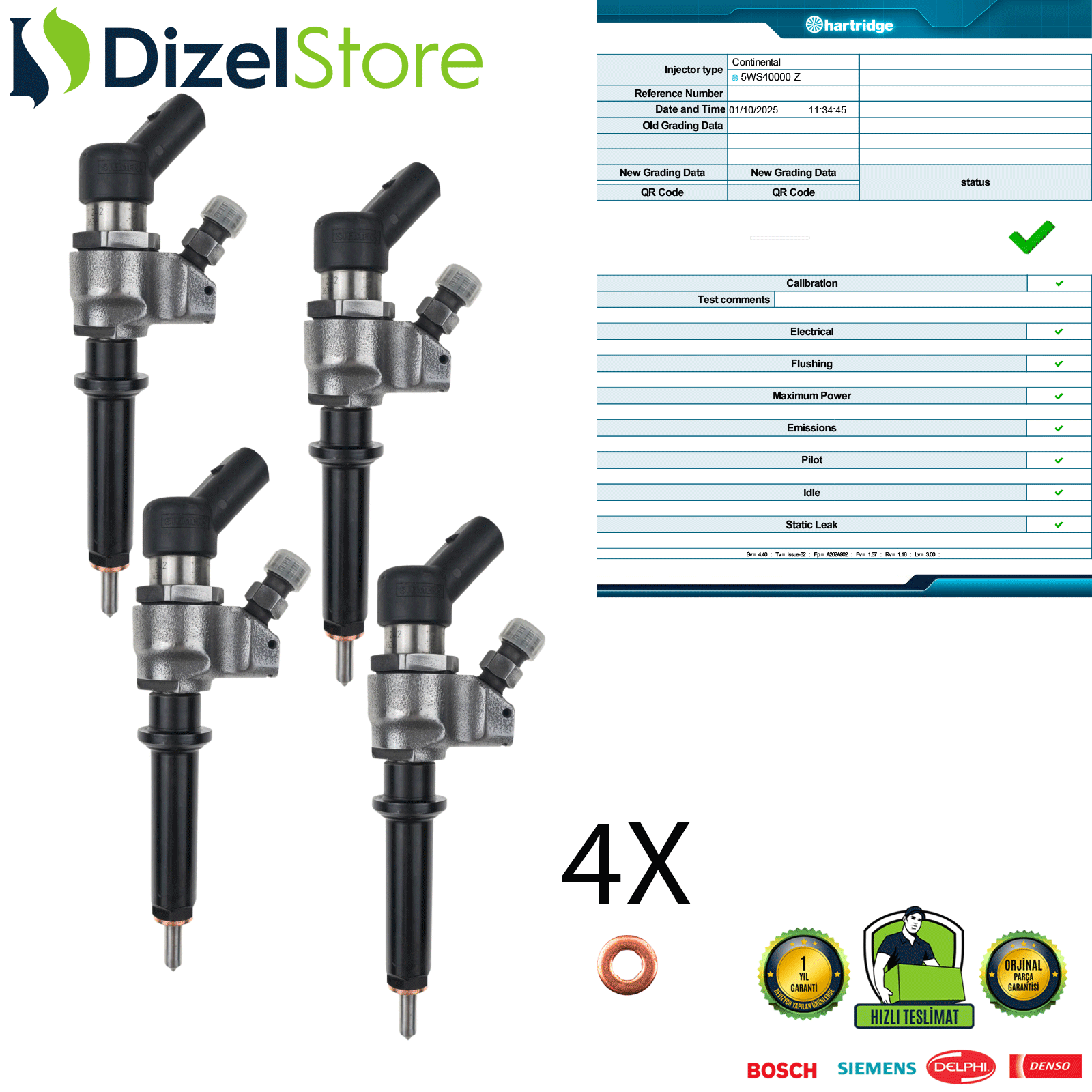 4X PEUGEOT PARTNER 2.0 HDi 9636819380 9652173780