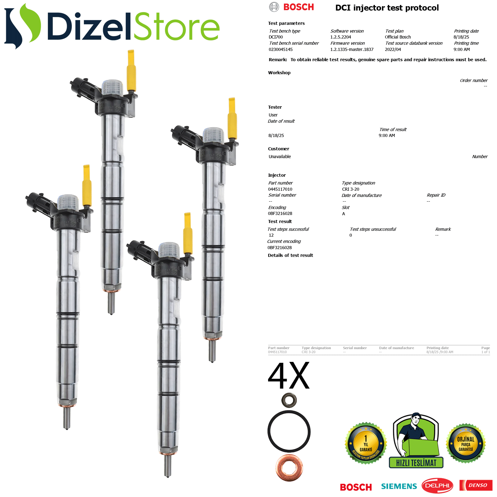 CHEVROLET GMC 6.6L BOSCH 0445117010 19256590