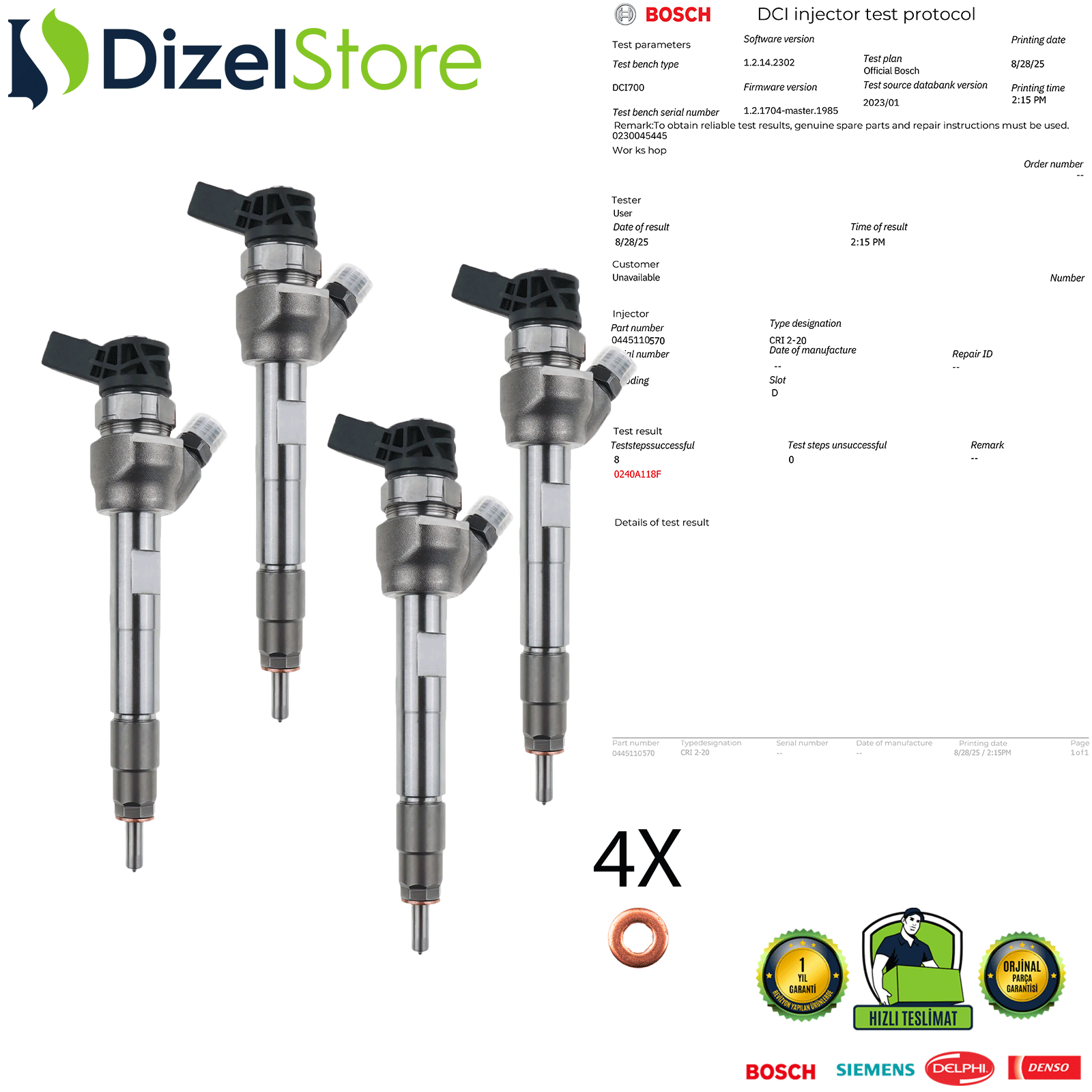 4X 0445110570 BMW B47 - F20 - F30 - F10 2.0 13538514148