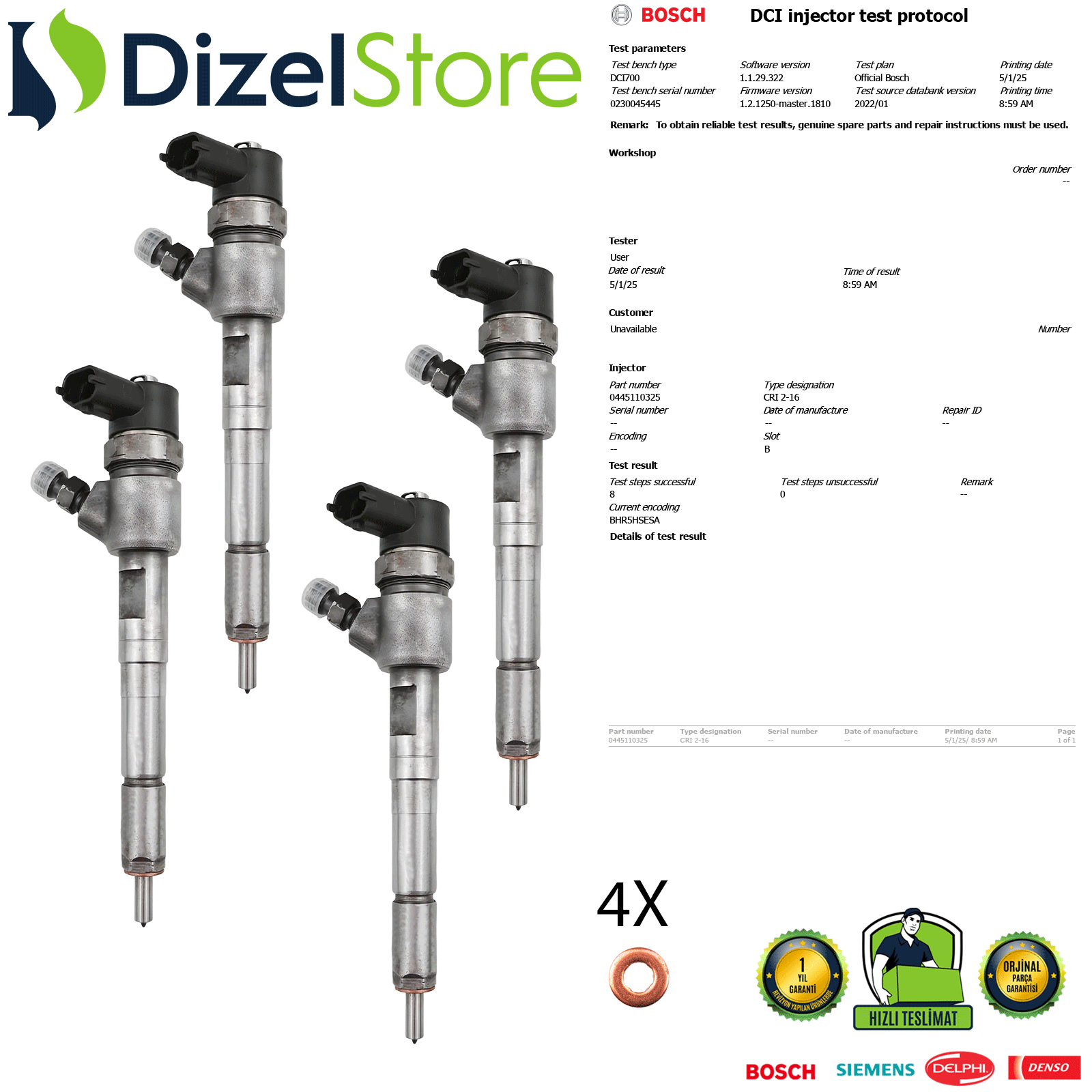 4X ASTRA J/CORSA D/AVEO 0445110325 55214132 93195389