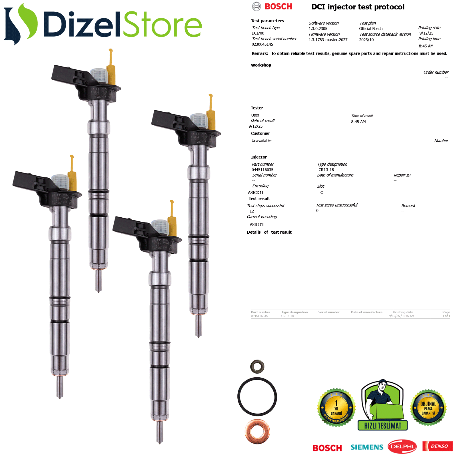 4X TRANSPORTER T5 AMAROK 2.0 TDI 0445116035 03L130277C