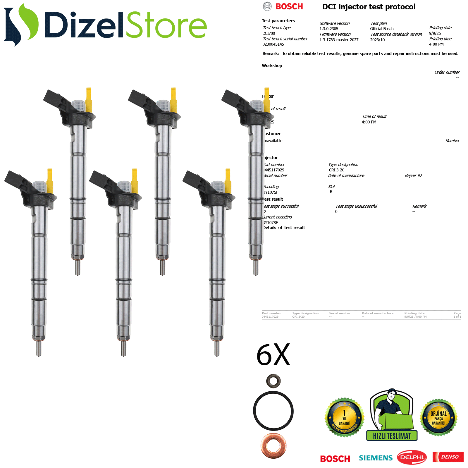 6X AUDİ VW PORSCHE 3.0 TDI 0445117029 059130277CK