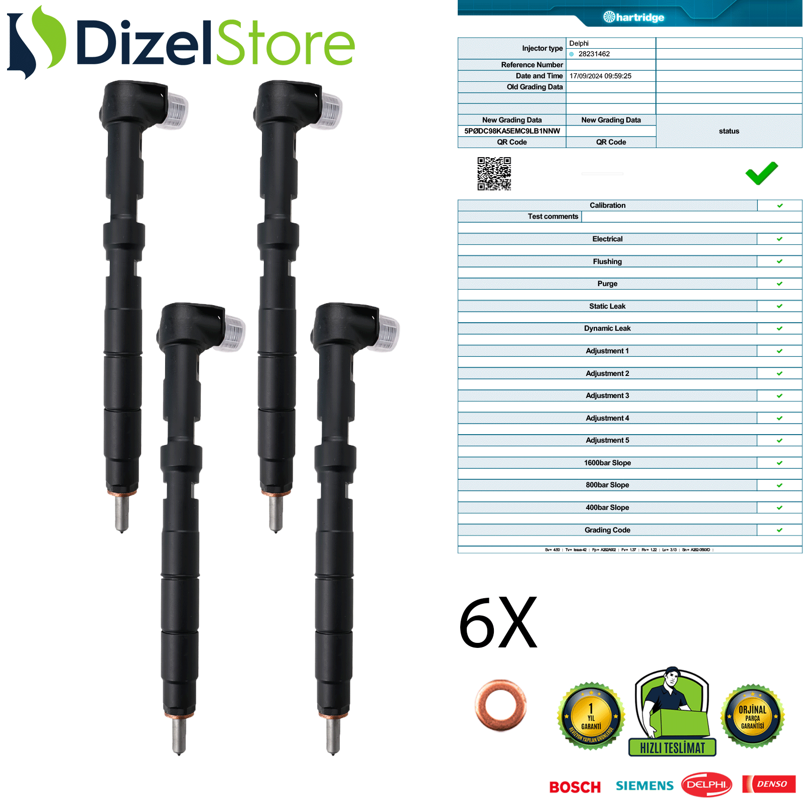 4X 28231462 DELPHİ ENJEKTÖR SEAT IBIZA IV SKODA FABİA VW 1.2 TDI 03P130277