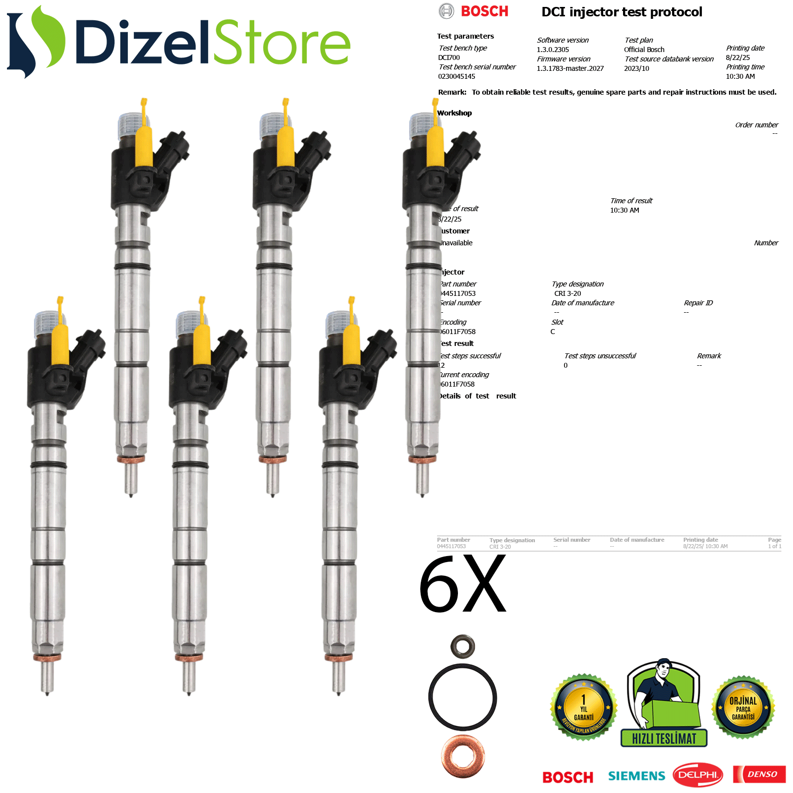 6X LAND ROVER 3.0 D 0445117053 FW939K546AB