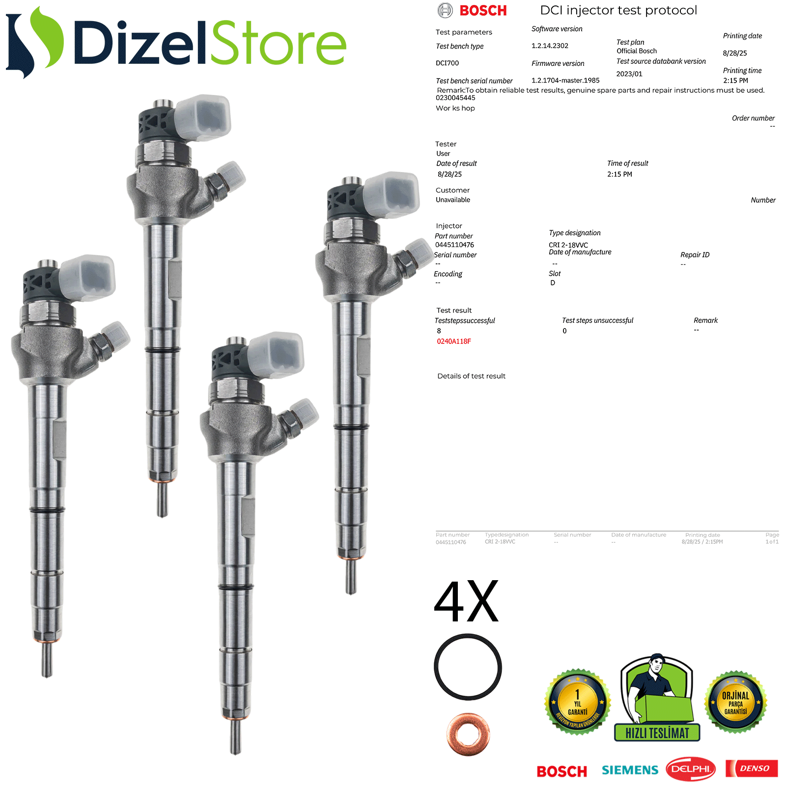 4X GOLF VII A3 LEON OCTAVİA 13- 1.6Tdi CXXB 0445110476 04L130277AJ