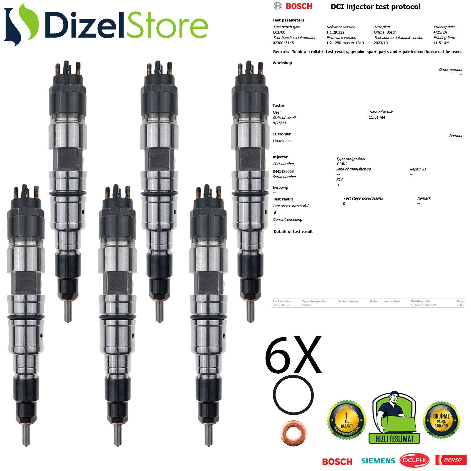 6X Fendt Massey Ferguson Valtra Agco 0445120063 2R0198133