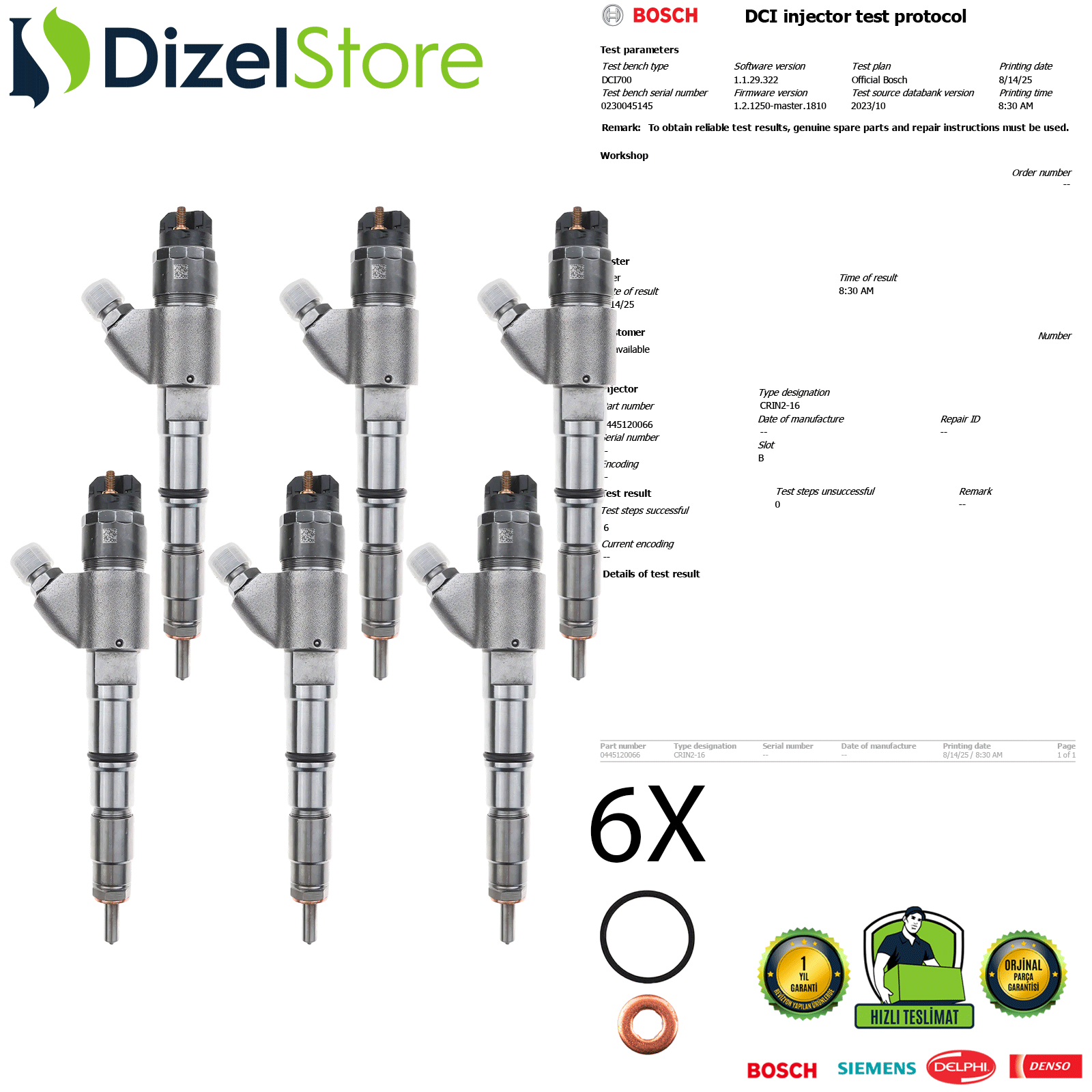 6X VOLVO PENTA BOSCH 0445120066 20798114
