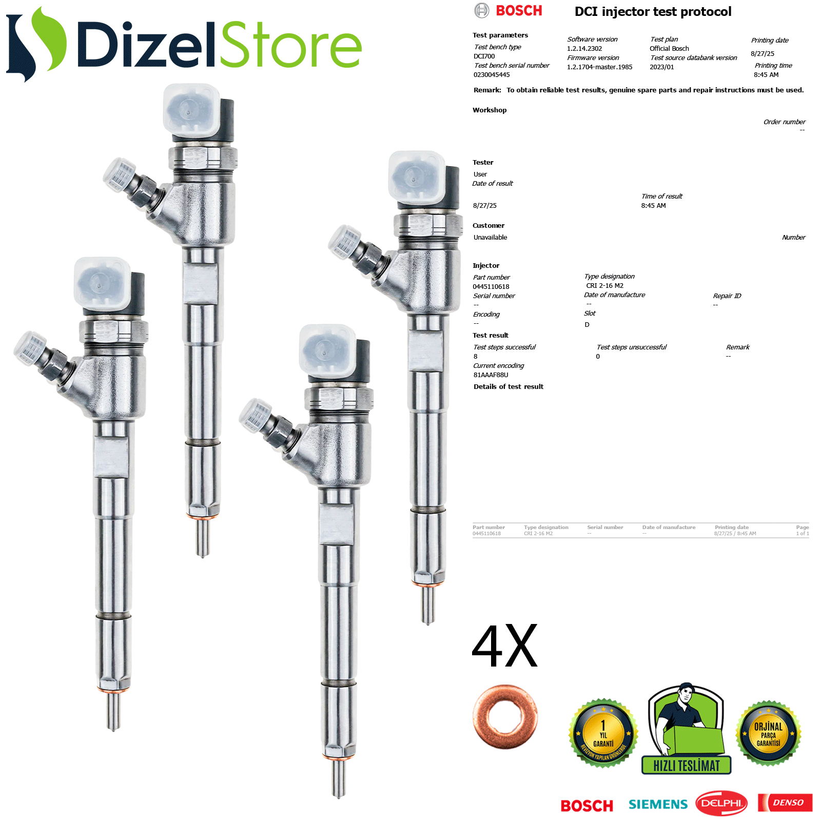 4X OPEL CORSA E 1.3 CDTI 0445110618 55255408