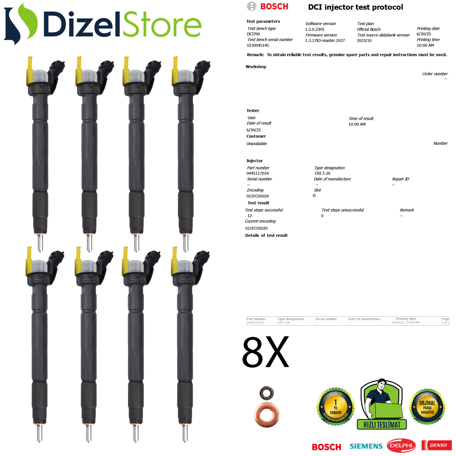 8X FORD 6.7L, F SERİSİ KAMYONETLER 0986435415 0445117024