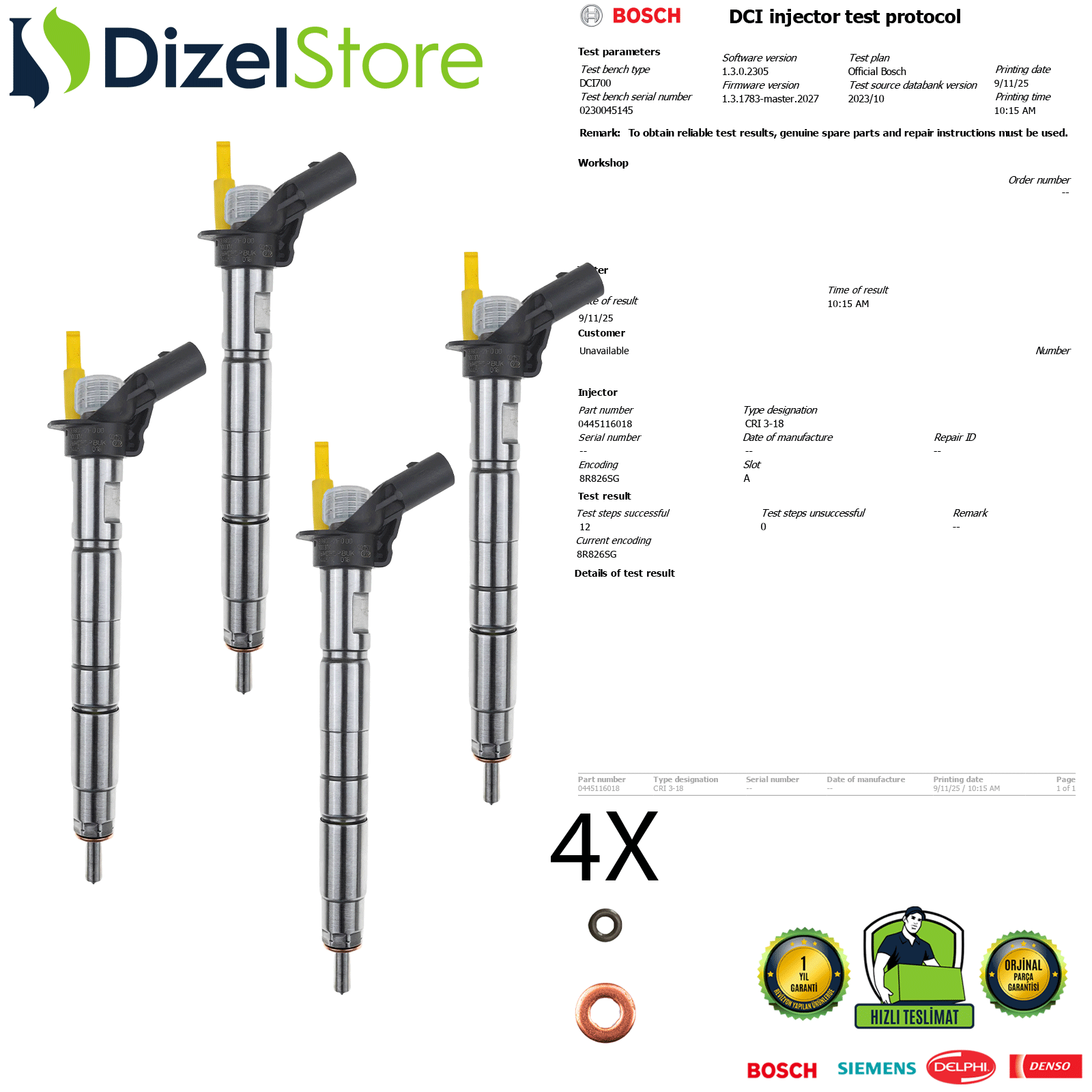 4X HYUNDAI SANTA FE / KİA SORENTO 2.2 0445116018 33800-2F000