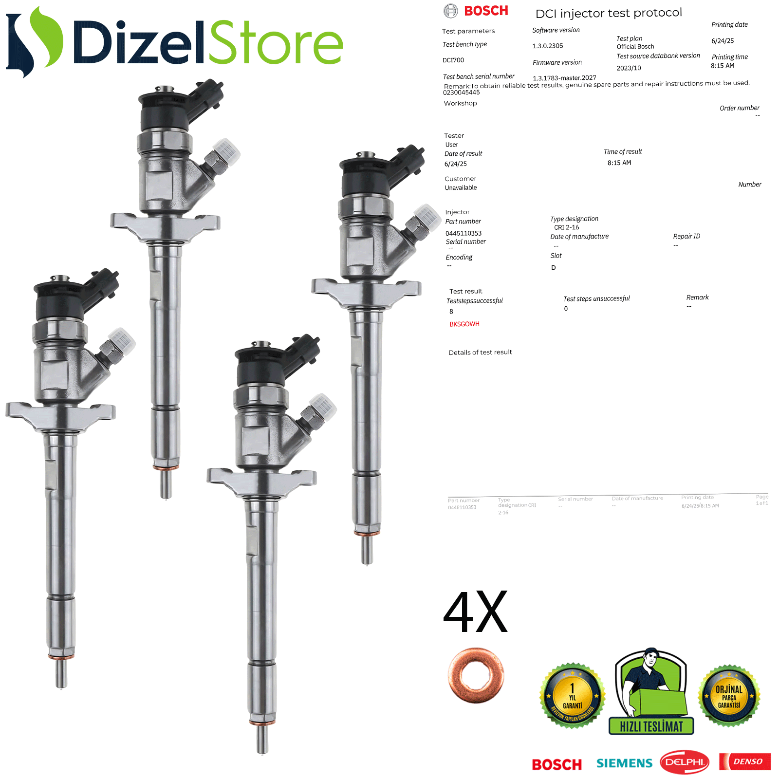 4X FORD FOCUS 1.6 TDCi 0445110353 9M5Q9F593AA