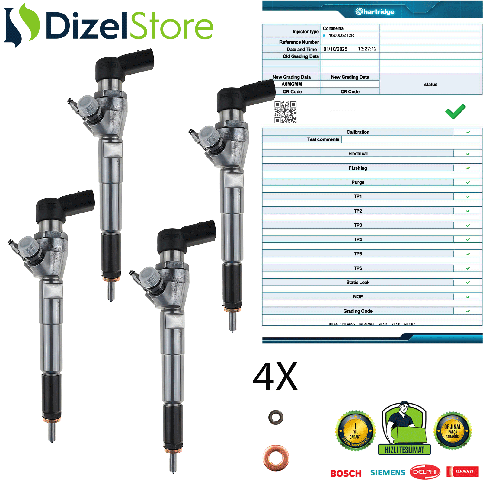 4X RENAULT MEGANE 4 SİEMENS ENJEKTÖR 1.5 dCi H8201100113 166006212R