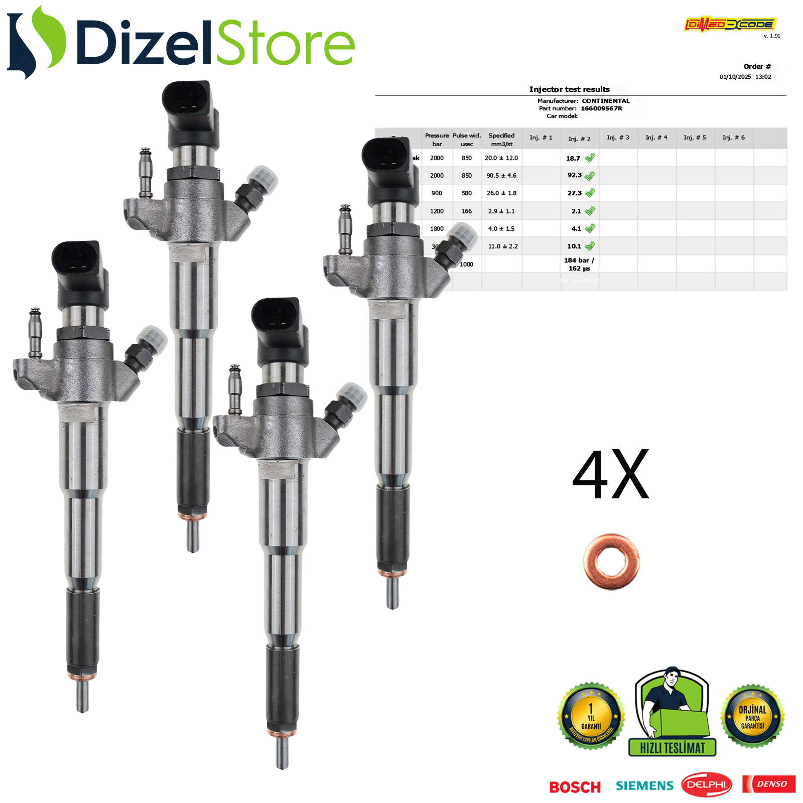 4X RENAULT MASTER III 2.3 CDTI SIEMENS 166090273R 166009567R