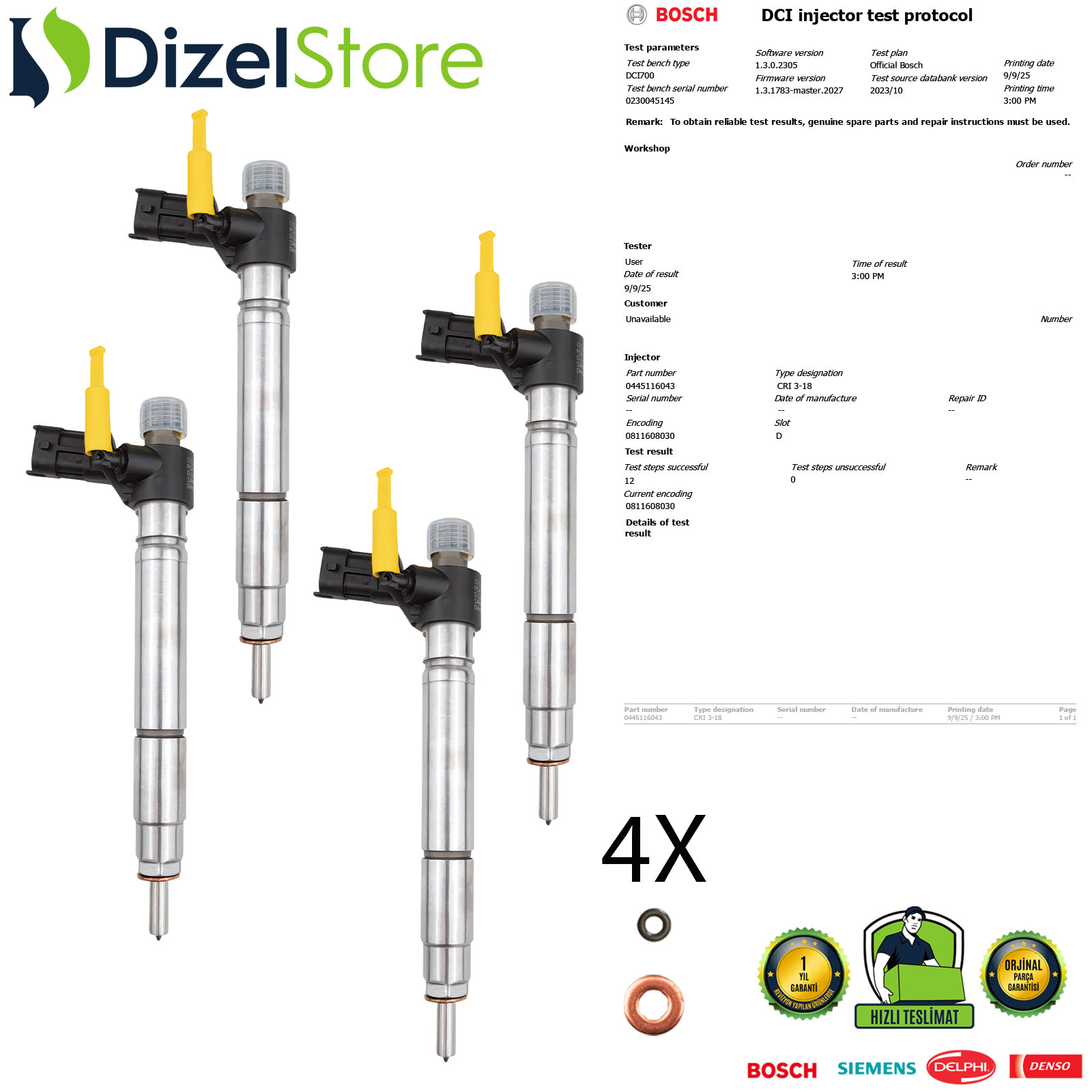 4X LAND ROVER FREELANDER 2 2.2 0445116043 9687454480