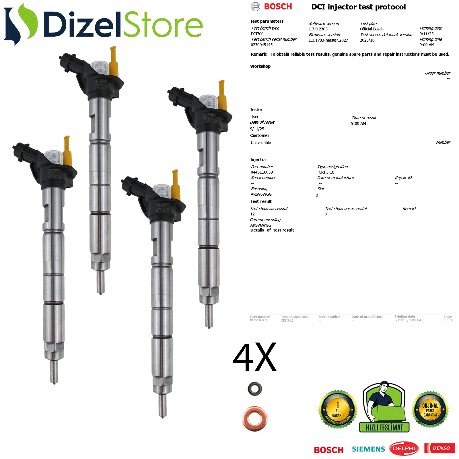 4X İVECO DAİLY 3.0 D FIAT CITROEN PEUGEOT 0445116059 5801540211