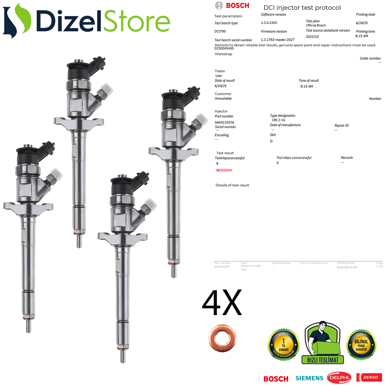 4X KİA SPORTAGE 2.0 CRDi BOSCH 338002F300 0445110374