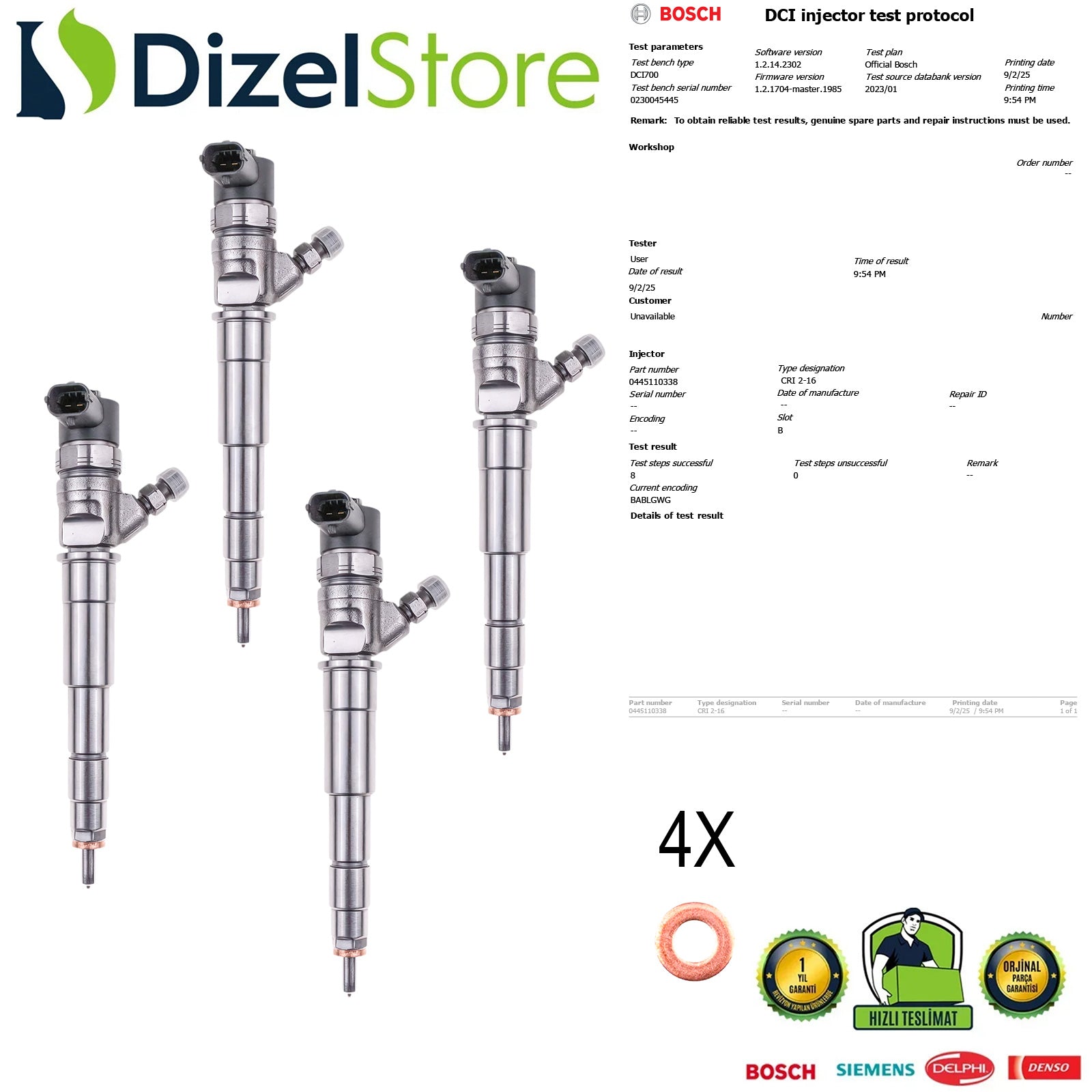 4X RENAULT TRAFIC 2 2.0 CDTI DCI 0445110338 93198683