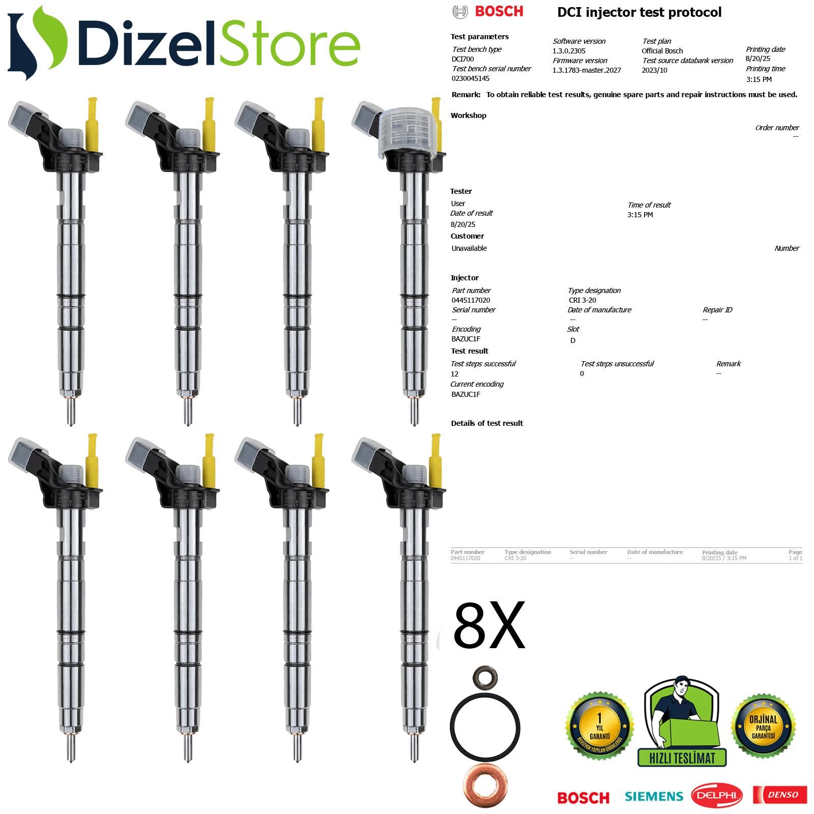 8X AUDİ A8 PORSCHE CAYENNE 92A 4.2 TDI 0445117020 0986435412