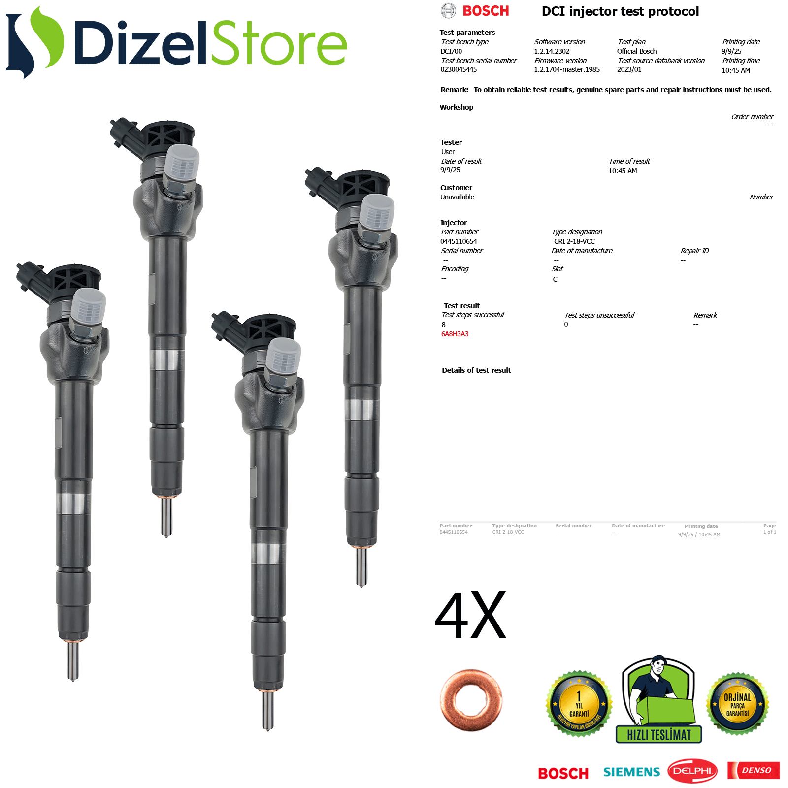 4X RANGE ROVER 2.0 EURO 6 0445110654 G4D39K546AA