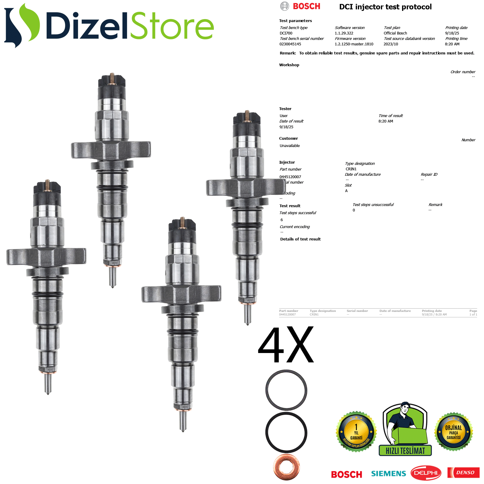 4X DAF-IVECO-EURO CARGO 5.9L-3.9L NEF 6,7L 0445120007 0986435508