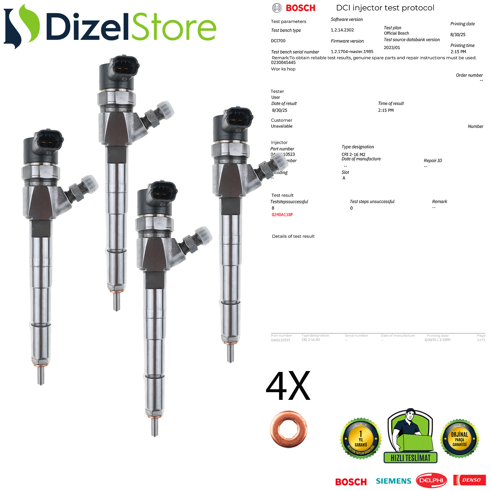 4X FİAT EGEA DOBLO 1.6 CDTI Multijet EURO 6 55246223 0445110524